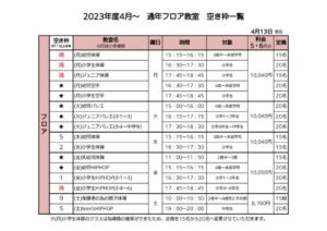 2023年度4月～通年フロア空き枠表 ３次募集のサムネイル